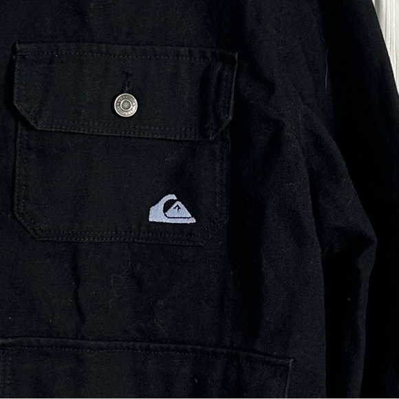 Quiksilver ladies denim jacket, sz L, corduroy collar, utility, work, crop - Picture 3 of 13